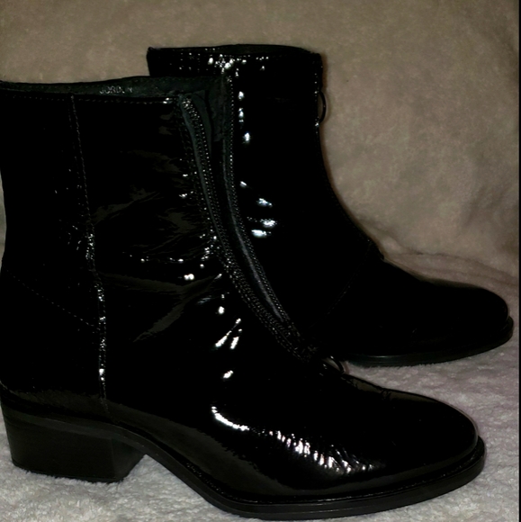 Black Patent Leather Ankle Booties - Picture 1 of 5